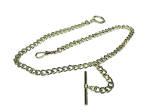 Single Albert Pocket Watch Chain Pocket Watch Chain - Rhodium over Stainless Steel 14 inches